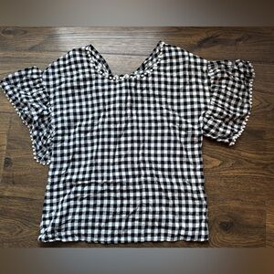 Moon River Black and White Checkered Blouse
